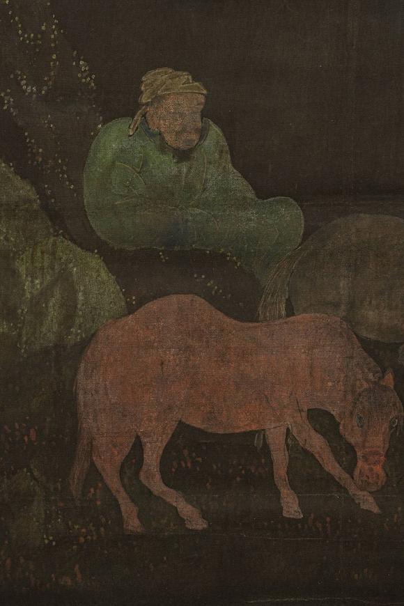 京都祇園會(huì)拍賣明 佚名 人物 絹本掛軸 日本桐箱附