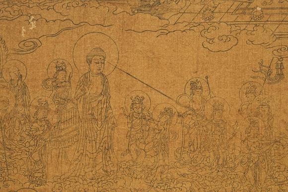 京都祇園會(huì)拍賣明代 阿彌陀佛接引圖 西方凈土變相·十樂版畫  第三樂：蓮華初開樂 第五樂：快樂無退樂 紙本木版版畫 裝裱背布面 日本框裝 紙箱附