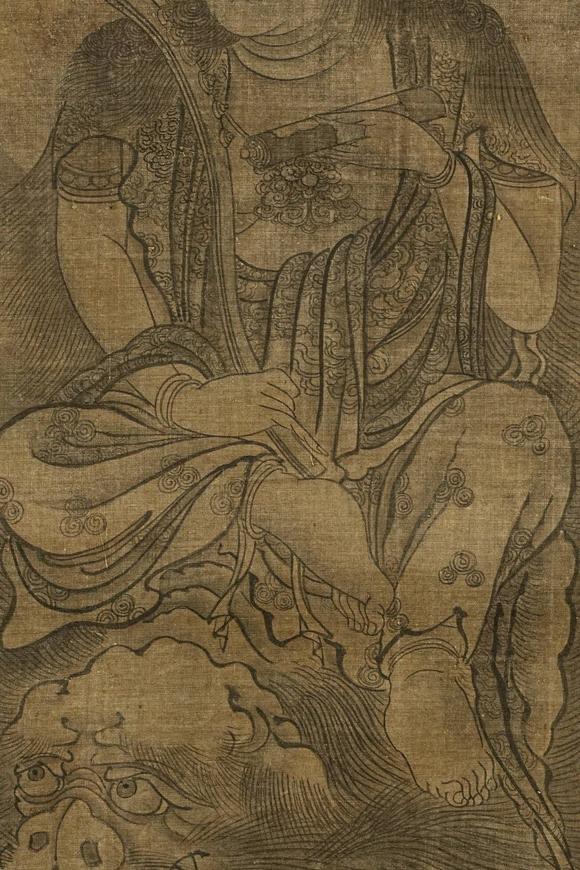 京都祇園會(huì)拍賣(mài)元代 華嚴(yán)三圣圖三幅 絹本掛軸 日本古裂裝裱 日本桐箱附