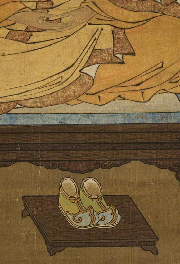 京都祇園會(huì)拍賣(mài)楚石梵琦贊佛畫(huà) 日本古裂裝裱 絹本掛軸 日本桐箱附