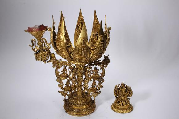 Eden Fine Antiques Galleries LLCA CHINESE GILT BRONZE LOTUS SHRINE