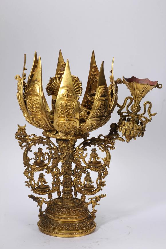 Eden Fine Antiques Galleries LLCA CHINESE GILT BRONZE LOTUS SHRINE