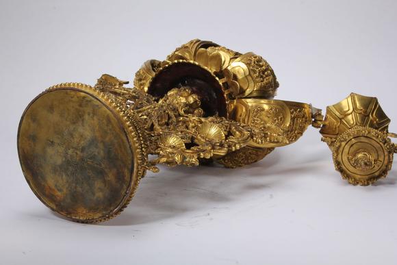 Eden Fine Antiques Galleries LLCA CHINESE GILT BRONZE LOTUS SHRINE