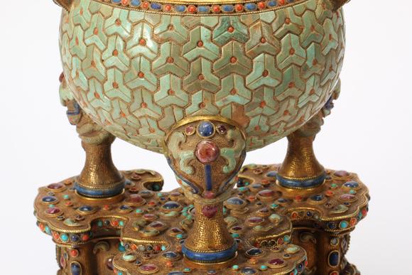 Eden Fine Antiques Galleries LLCA CHINESE GILT SILVER GEM INLAID CENSER