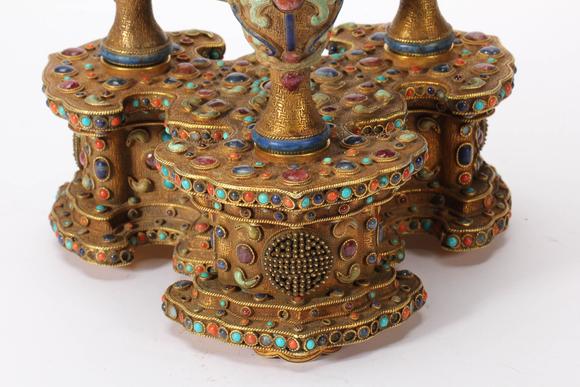 Eden Fine Antiques Galleries LLCA CHINESE GILT SILVER GEM INLAID CENSER