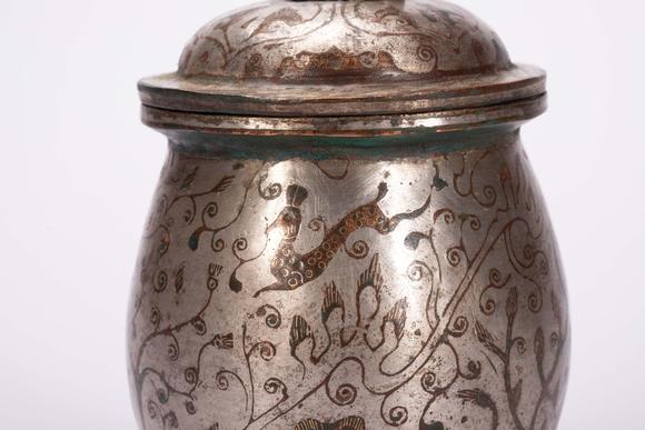 Eden Fine Antiques Galleries LLCA CHINESE SILVER INLAID BRONZE MORTAR SET