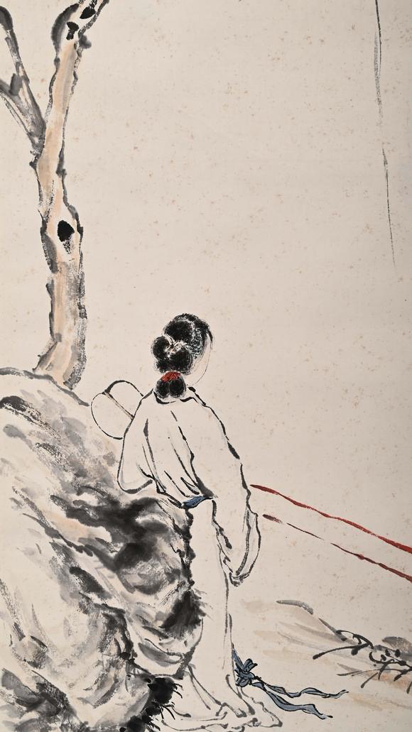 Eden Fine Antiques Galleries LLC1944 WU QINGSHIA FEMALE BENEATH WILLOW SCROLLL PAINTING