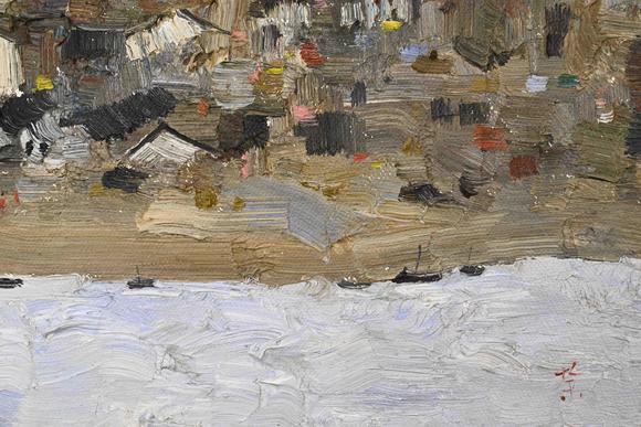 Eden Fine Antiques Galleries LLCWU GUANZHONG OIL ON CANVAS, FRAMED, RIVERSIDE VILLAGE