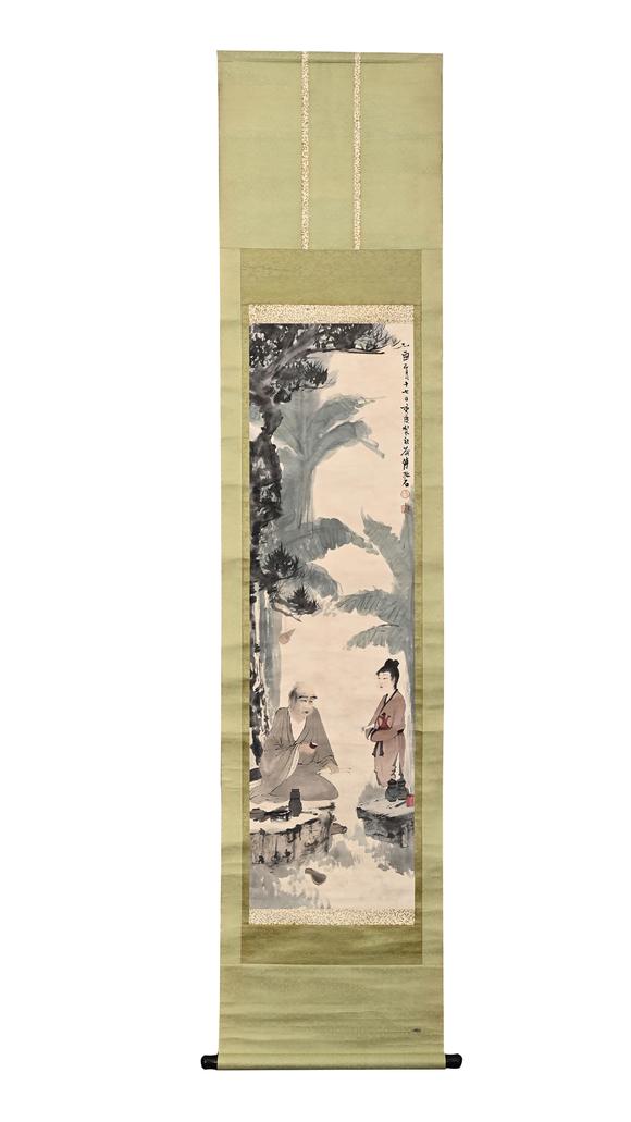 Eden Fine Antiques Galleries LLC1945 FU BAOSHI SCHOLAR & ATTENDANT SCROLL PAINTING