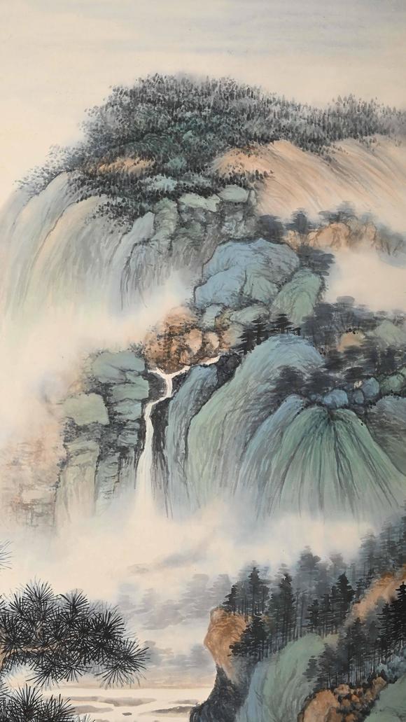 Eden Fine Antiques Galleries LLC1940 WU HUFAN WATERFALL LANDSCAPE SCROLL PAINTING