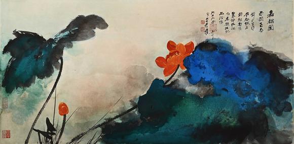 Eden Fine Antiques Galleries LLC1977 ZHANG DAQIAN LOTUS IN SPLASHED COLOR