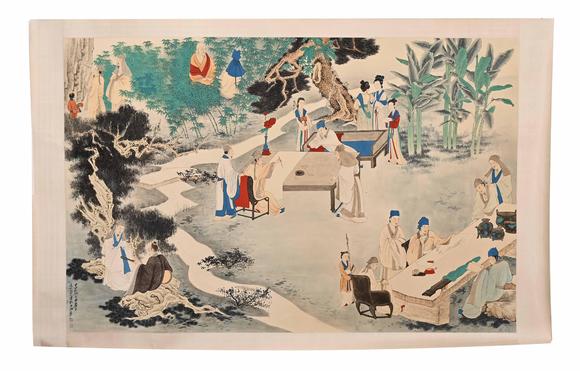 Eden Fine Antiques Galleries LLC1944 ZHANG DAQIAN ELEGANT GATHERING PAINTING