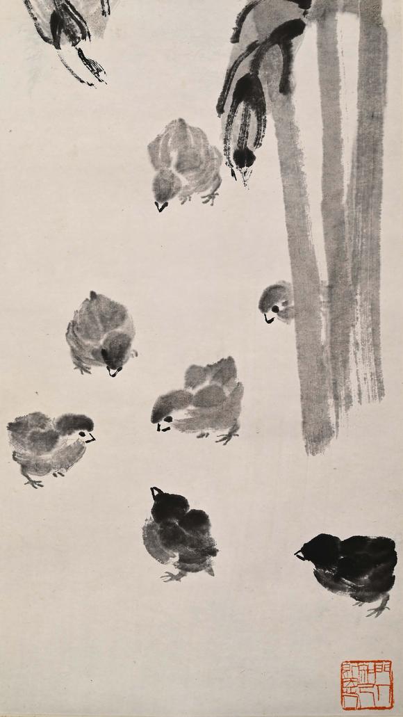 Eden Fine Antiques Galleries LLCQI BAISHI LOTUS AND CHICKS PAINTING