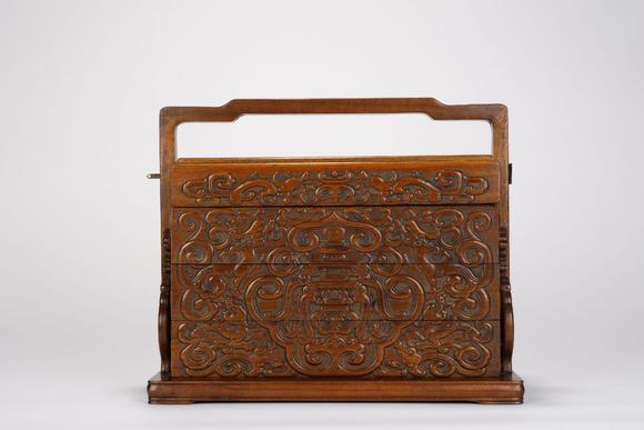 Eden Fine Antiques Galleries LLCA CHINESE NANMU CHILONG HANDLE CARRY BOX