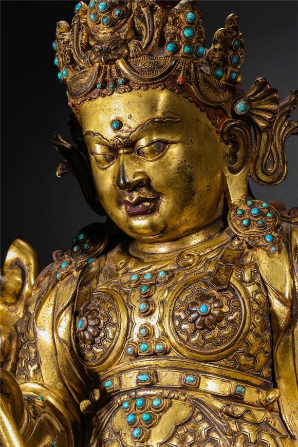 Eden Fine Antiques Galleries LLCA CHINESE GILT BRONZE VAISHRAVANA STATUE