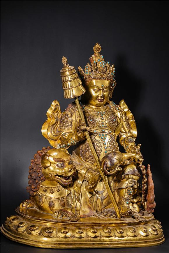 Eden Fine Antiques Galleries LLCA CHINESE GILT BRONZE VAISHRAVANA STATUE