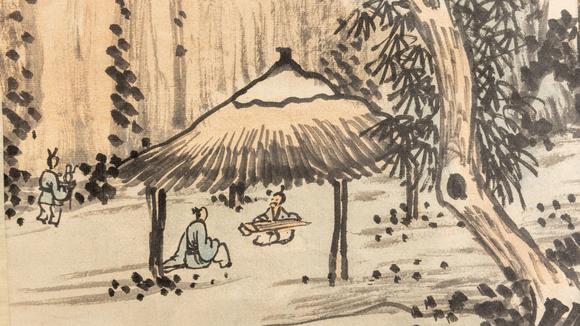 大阪美術(shù)商會宋 馬和之繪 汪士慎、高士奇、王原祁、張若靄等十餘家題 彈琴學(xué)道圖