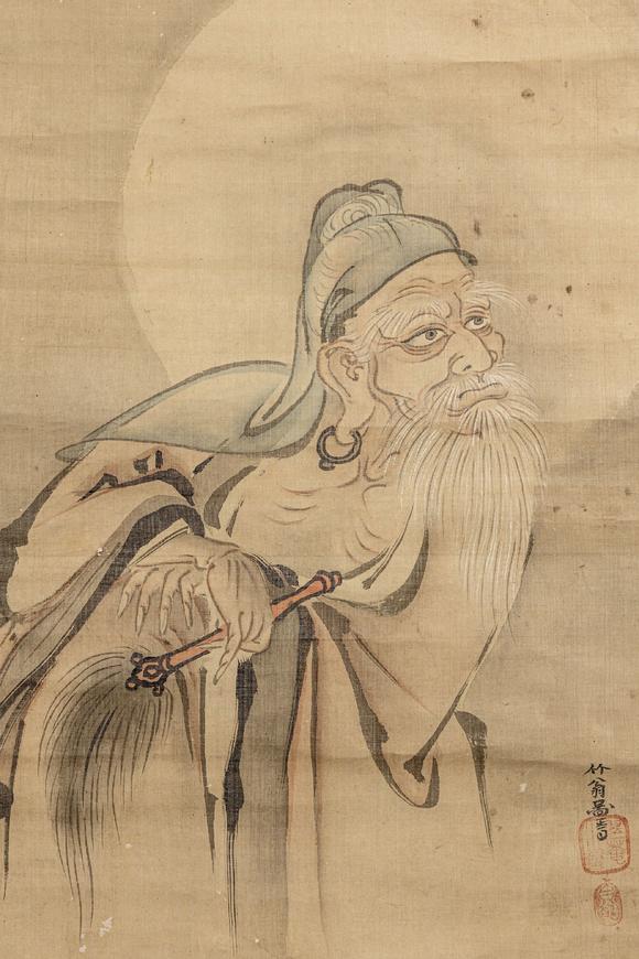 大阪美術(shù)商會(huì)江戶時(shí)代 勝田竹翁 繪畫三屏