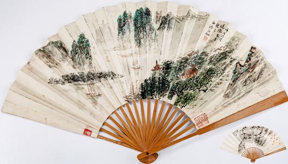 大阪美術(shù)商會(huì)申石伽、張大千合作成扇