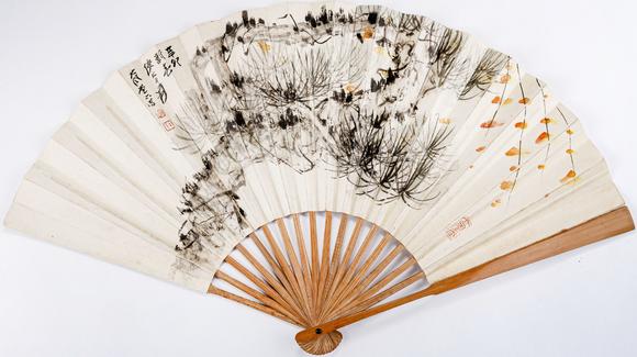 大阪美術(shù)商會(huì)申石伽、張大千合作成扇