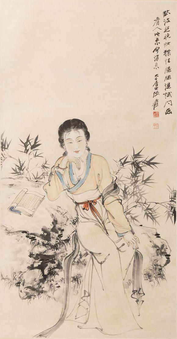 大阪美術(shù)商會張大千 仕女待春