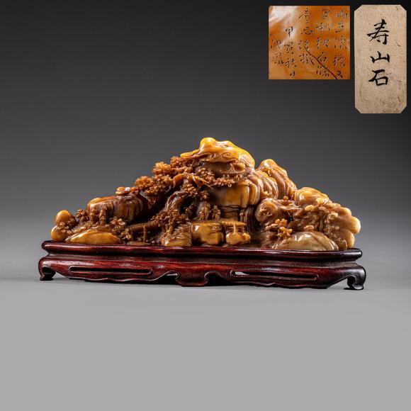 大阪美術商會清 壽山石山子