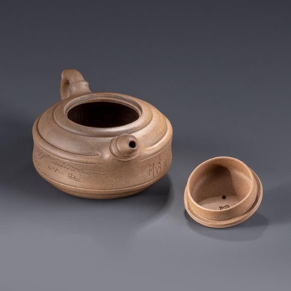 大阪美術(shù)商會(huì)愷大製 友竹刻段泥雙線竹鼓急須