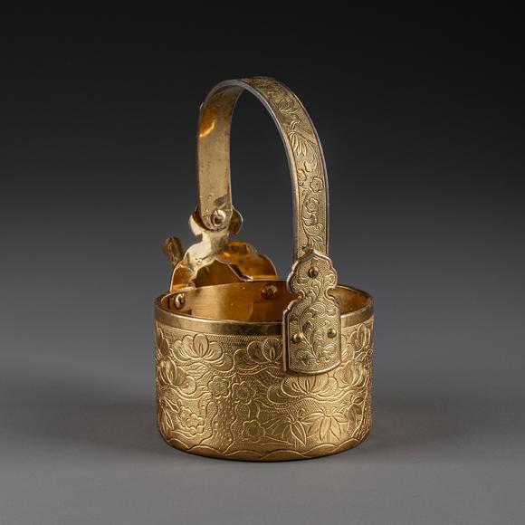 大阪美術(shù)商會(huì)明 銅鎏金水注澆鬥1對(duì)