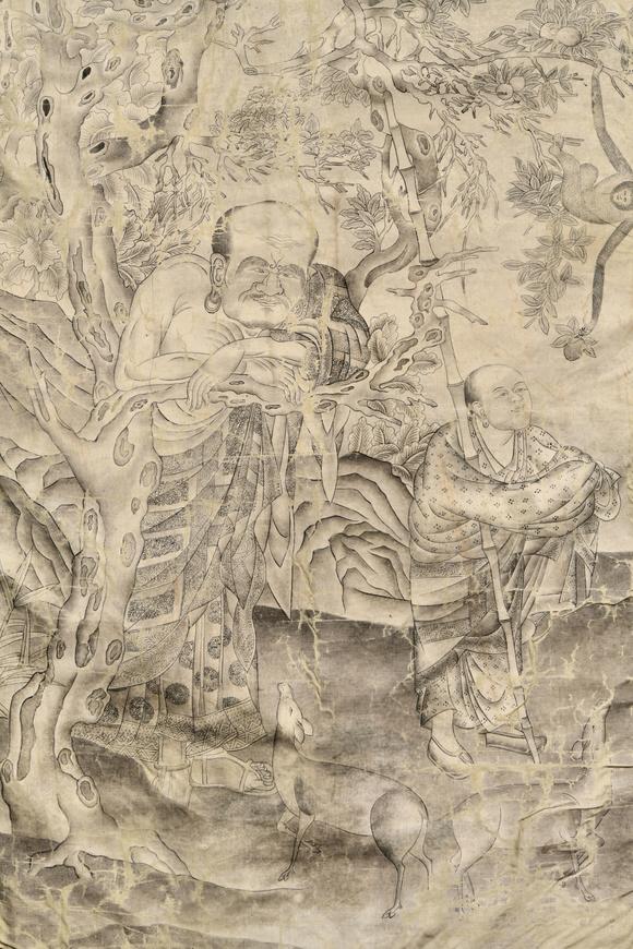 華藝國際17世紀(jì)  仿宋劉松年羅漢圖白描羅漢唐卡