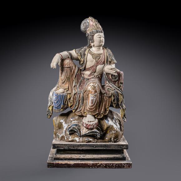 大阪美術(shù)商會明 木胎彩漆自在觀音