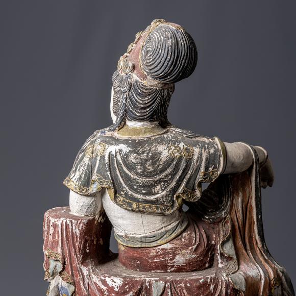 大阪美術(shù)商會明 木胎彩漆自在觀音