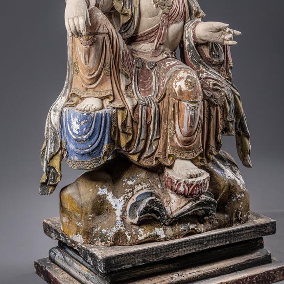 大阪美術(shù)商會明 木胎彩漆自在觀音