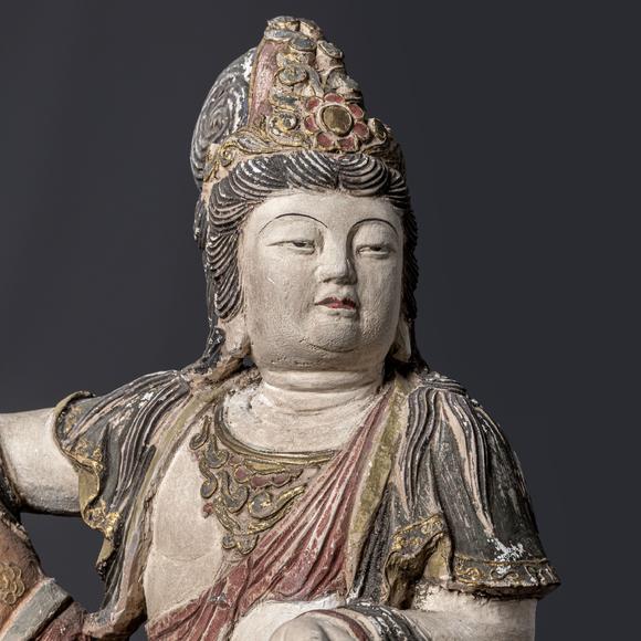 大阪美術(shù)商會明 木胎彩漆自在觀音