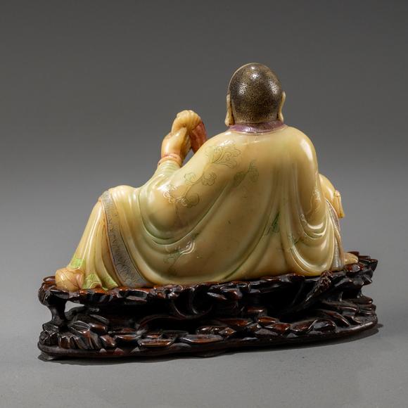 大阪美術(shù)商會(huì)清 壽山石雕笑獅羅漢