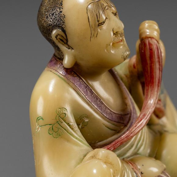 大阪美術(shù)商會(huì)清 壽山石雕笑獅羅漢