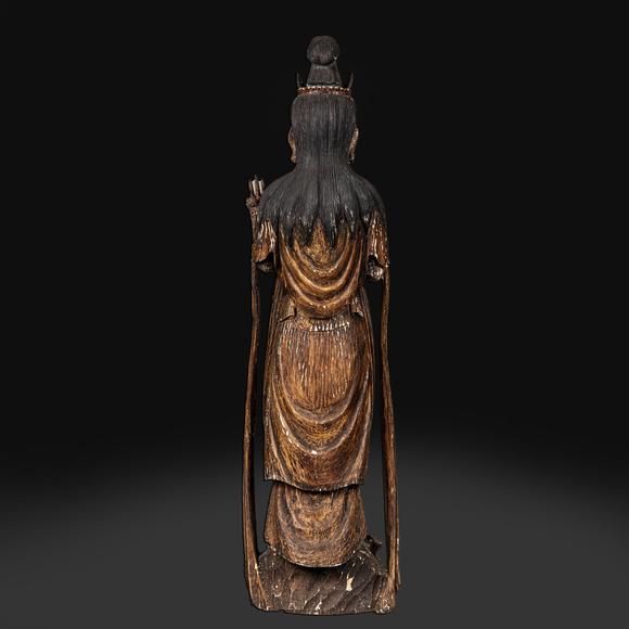 大阪美術(shù)商會江戶時期 黑漆廚子木雕觀音像