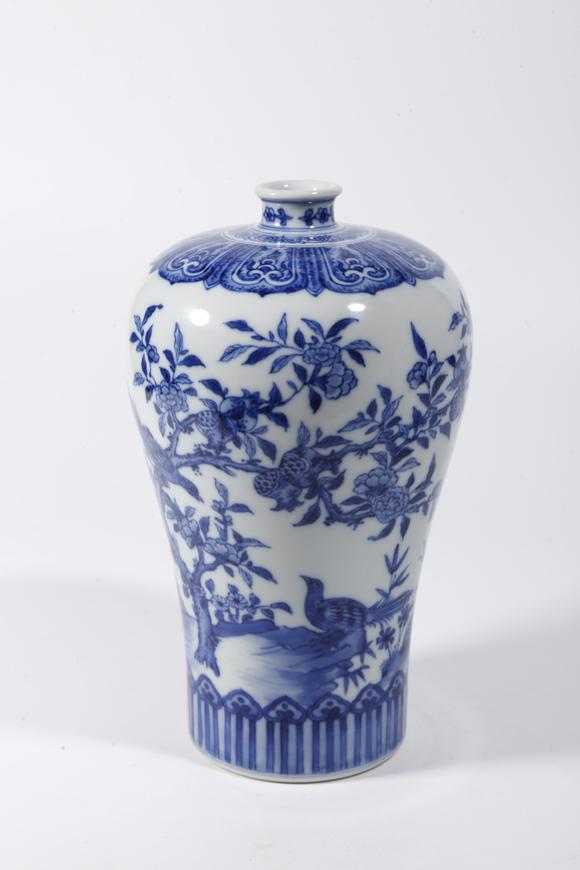 千葉大和青花花鳥(niǎo)紋梅瓶（一對(duì)）