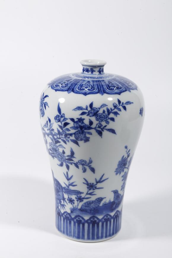 千葉大和青花花鳥(niǎo)紋梅瓶（一對(duì)）