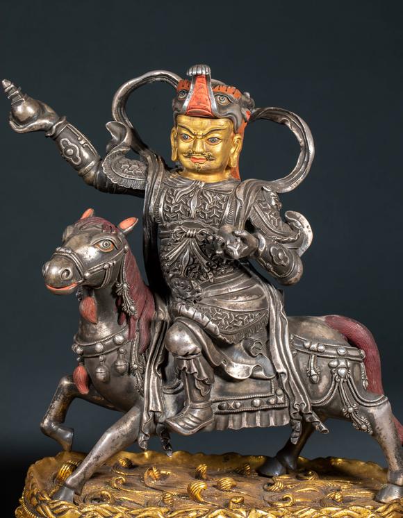 日本東勝明 鎏金鎏銀 財(cái)神一對(duì)