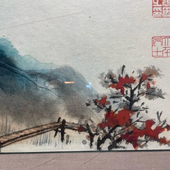 日本松町古美張大千 潑彩山水作品
