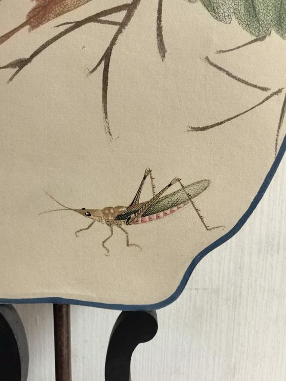 日本松町古美齊白石，趙叔儒 貝葉草蟲圖成扇（不帶展示架）