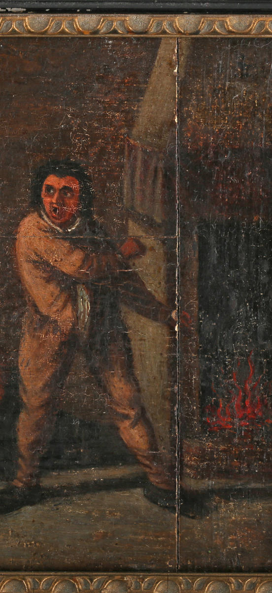 TooveysManner of David Teniers - Family in an interior, oil on panel, 11cm x 16cm, within a Hogarth style frame.