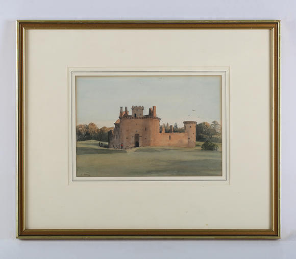 TooveysDavid Addey (British 1933-2019) - Caerlaverock Castle, watercolour, signed lower left, inscribed verso 'No. 211 of ‘A Voyage Round Great Britain’ by