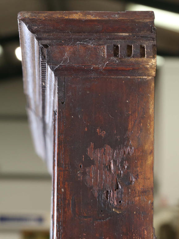 TooveysA good George III North Country oak dresser, the plate rack with pierced side panels above a lappet carved frieze and an arrangement of nine drawers,