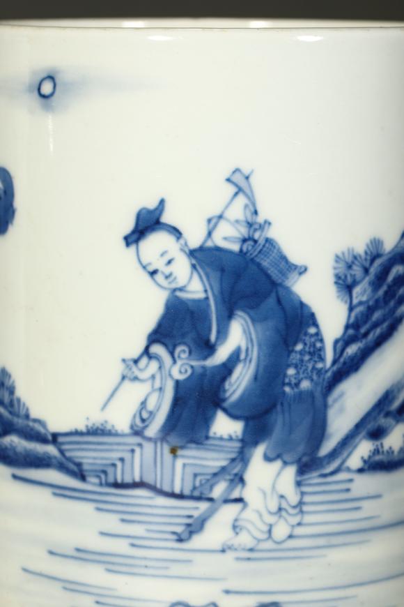 誠璽拍賣清乾隆 青花人物筆筒
