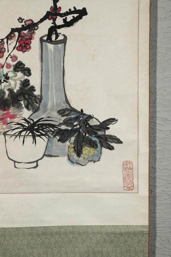誠(chéng)璽拍賣(mài)佚名  水墨粉彩清供圖
