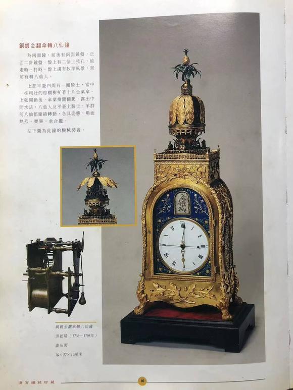 誠璽拍賣十八世紀(jì) 銅鎏金水法翻傘八仙鐘