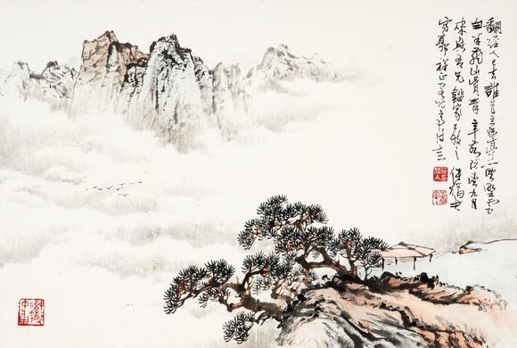 東京中央沐春堂拍賣傅狷夫〈野雲(yún)幽亭〉鏡框