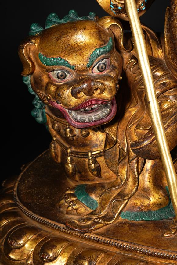 日本東海名古屋清代銅鎏金財(cái)寶天王造像