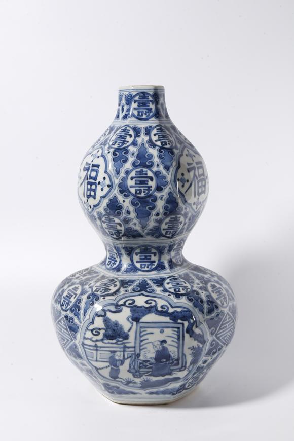 千美會(huì)青花福壽萬代紋葫蘆瓶